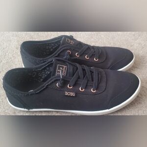 Skechers BOBS Memory Foam Black Canvas Slip On Sneakers Womens Size 8.5